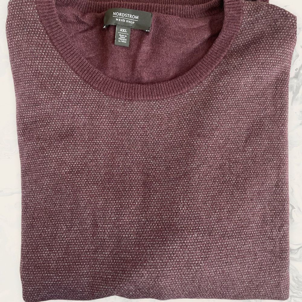 Nordstrom Men’s Bird's Eye Crewneck Sweater - Size 2XL - 
Burgundy Fudge Birdsey